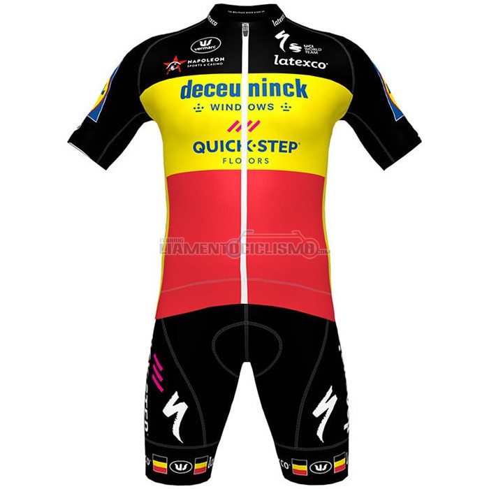 Abbigliamento Ciclismo Deceuninck Quick Step Manica Corta 2021 Nero Giallo Rosso